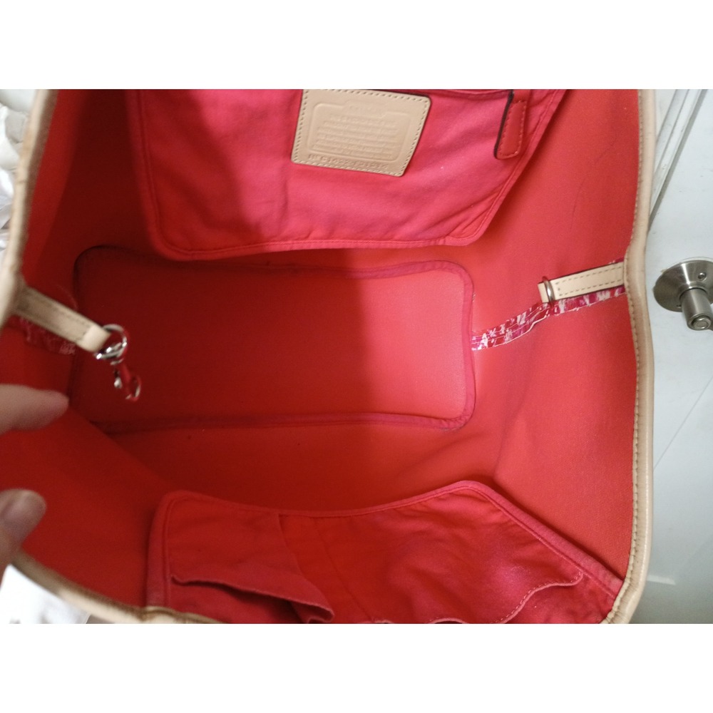 COACH Peyton Large Pink, Red & Orange Absract Floral Print Tote Bag - EUC - Picture 6 of 9